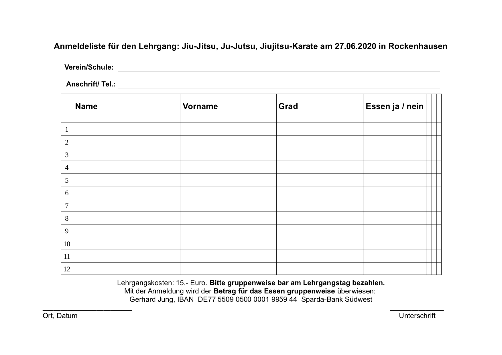 Ausschreibung Zum Verbandsoffenen Lehrgang Jiu Jitsu Ju Jutsu
